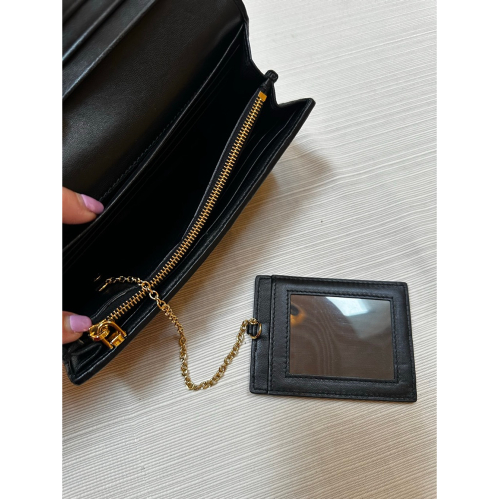 Miu Miu Matelasse Black Leather & Gold Hardware Long Flap Wallet w/ Card Holder - Picture 13 of 16
